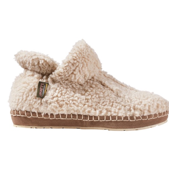 L.L. Bean Women's Cozy Slipper Booties, Pile Fleece Size 8 Natural Cream Boots - Picture 1 of 8
